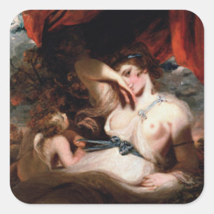 Adesivo Quadrado Cupido desligando a zona de Vênus