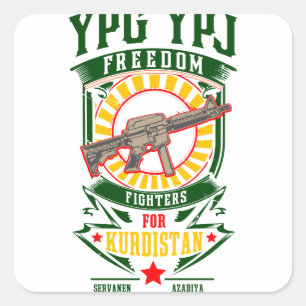 Adesivo Quadrado CURDISTÃO - YPG - guerreiro da liberdade de YPJ