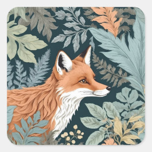 Adesivo Quadrado Curiosa Fox Fern deixa William Morris inspirado