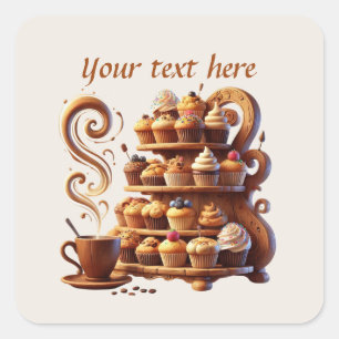 Adesivo Quadrado Curioso adicionar seu compro de café de texto