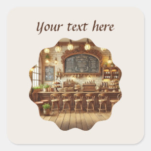 Adesivo Quadrado Curioso adicionar seu compro de café de texto