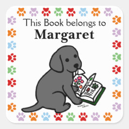 Adesivo Quadrado Curioso Black Labrador Puppy