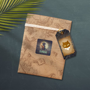 Adesivo Quadrado Curioso gato pirata decreta mistérios antigos dela