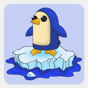 Adesivo Quadrado Curioso Pinguim-Bebê Curioso