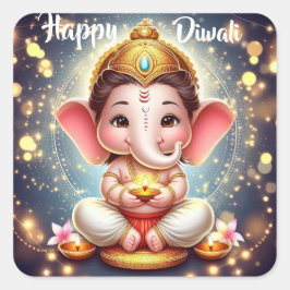Adesivo Quadrado Curioso Senhor Ganesh Happy Diwali