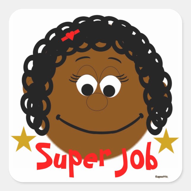 Adesivo Quadrado Curly Hair Ethnic Girl Super Job Sticker (Frente)
