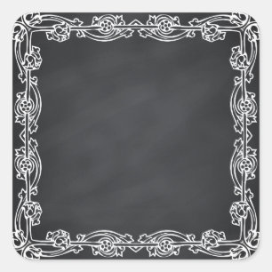 Adesivo Quadrado Curvas Faux Chalkboard de Vazio Floral Personaliza