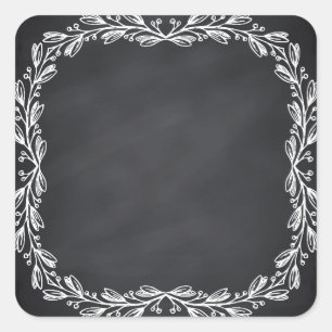 Adesivo Quadrado Curvas Faux Chalkboard de Vazio Floral Personaliza