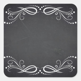 Adesivo Quadrado Curvas Florais De Chalkboard Com Faux De vazio Per