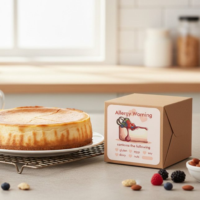 Adesivo Quadrado Custom Allergy Warning Dessert Sticker (Criador carregado)