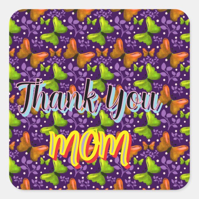 Adesivo Quadrado Custom and personalized gift butterfly Pattern   (Frente)