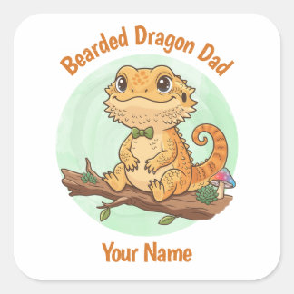 Adesivo Quadrado Custom Bearded Dragon Dad Square Sticker