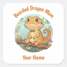 Adesivo Quadrado Custom Bearded Dragon Mom Square Stickers