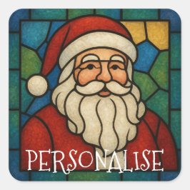 Adesivo Quadrado Custom Christmas Santa Art Deco Stained Glass
