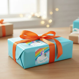 Adesivo Quadrado Custom Cute Unicorn Rainbow Thank You Sticker