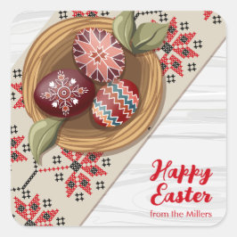 Adesivo Quadrado Custom Easter Egg Sticker with Family Name