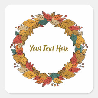 Adesivo Quadrado Custom Fall Leaf Wreath Circle