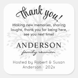 Adesivo Quadrado Custom Family Reunion Thank You Favor Bag 3-in 