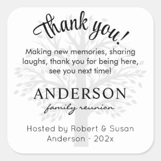 Adesivo Quadrado Custom Family Reunion Thank You Favor Bag 3-in 
