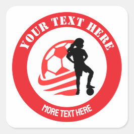 Adesivo Quadrado Custom Football Girl kid's Football Birthday Party