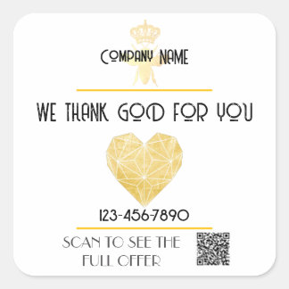 Adesivo Quadrado Custom HEART Thank GOD For Business Logo THANK YOU