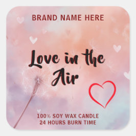 Adesivo Quadrado Custom Love in the Air Candle Label for Valentine