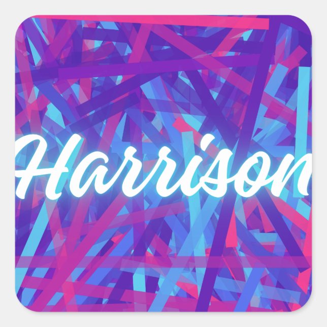 Adesivo Quadrado Custom Name Sticker – Harrison – Personalized Labe (Frente)