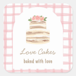 Adesivo Quadrado Custom Name Wedding Cake Business Sticker