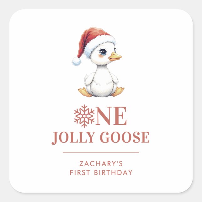 Adesivo Quadrado Custom One Jolly Goose December First Birthday (Frente)