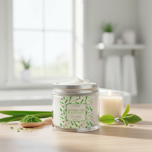 Adesivo Quadrado Custom Pandan Restore Body Cream Square Sticker (Criador carregado)