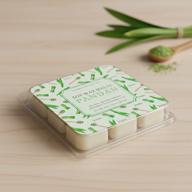 Adesivo Quadrado Custom Pandan Wax Melts Square Sticker (Criador carregado)