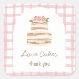 Adesivo Quadrado Custom Thank you Wedding Cake Business Sticker