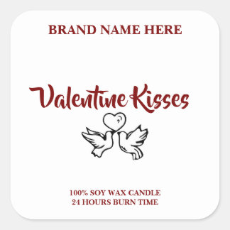 Adesivo Quadrado Custom Valentine Candle Labels – Love Birds Design