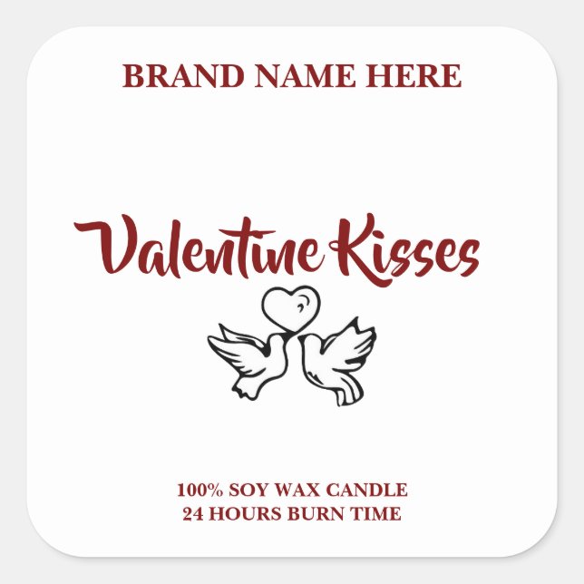 Adesivo Quadrado Custom Valentine Candle Labels – Love Birds Design (Frente)