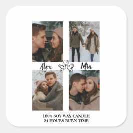 Adesivo Quadrado Custom Valentine Photo Collage Candle Label