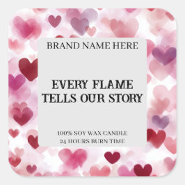 Adesivo Quadrado Custom Valentine’s Day Candle Label Romantic Text