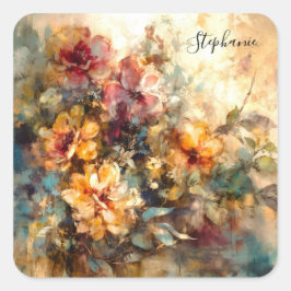 Adesivo Quadrado Custom Vibrant Floral Sticker