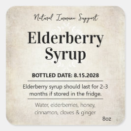 Adesivo Quadrado Customizable Elderberry Syrup Label ZEB_06b