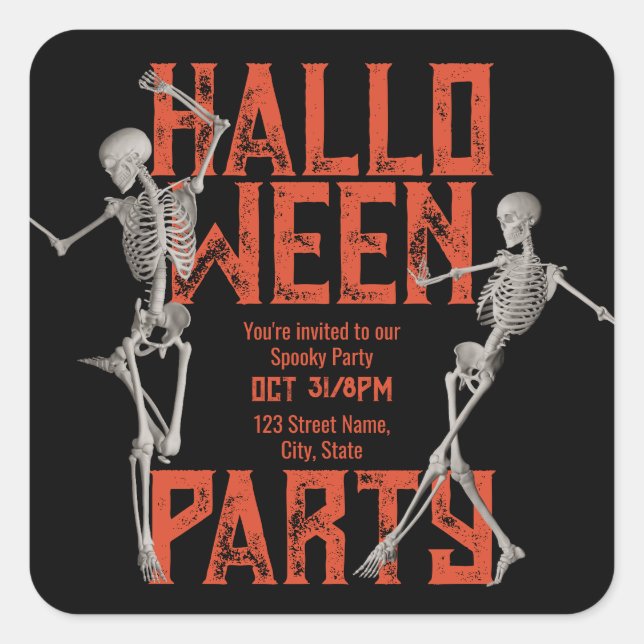 Adesivo Quadrado Customizable Halloween Dance Party (Frente)