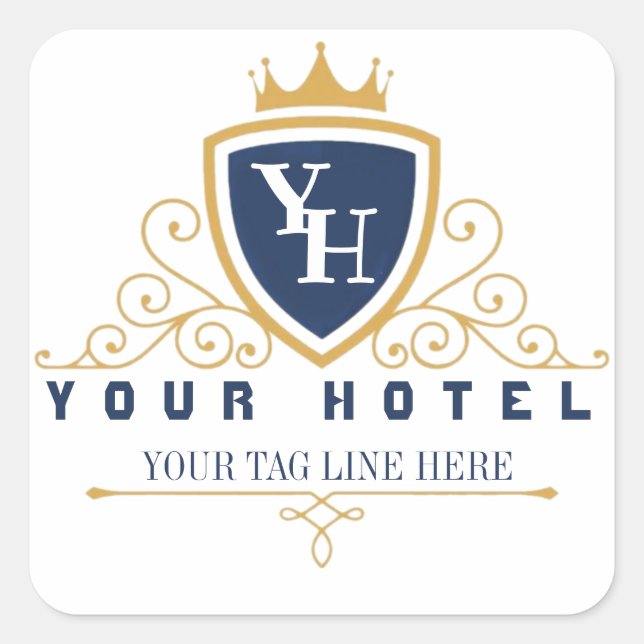 Adesivo Quadrado Customize Luxury hotel business company restaurant (Frente)
