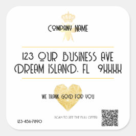 Adesivo Quadrado Customized HEART Thank GOD For YOU Business Return