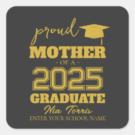Adesivo Quadrado Customized proud mother of a graduate 2025