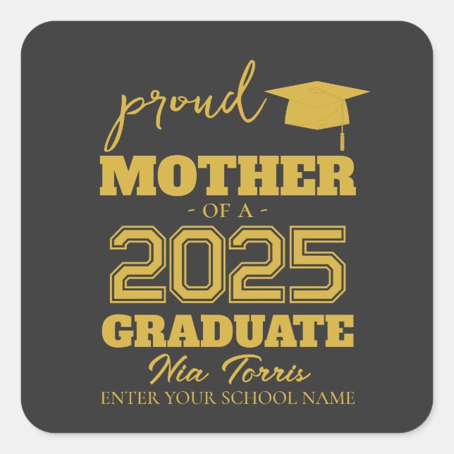 Adesivo Quadrado Customized proud mother of a graduate 2025 (Frente)
