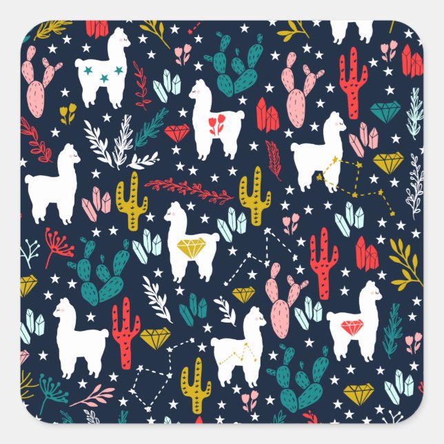 Adesivo Quadrado Cute Alpaca (Frente)
