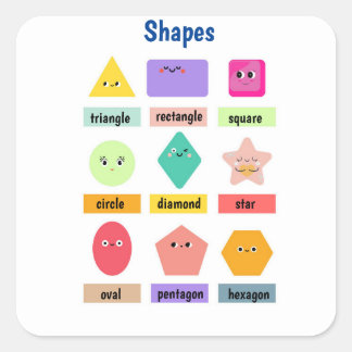 Adesivo Quadrado Cute and Colorful Learn Your Shapes