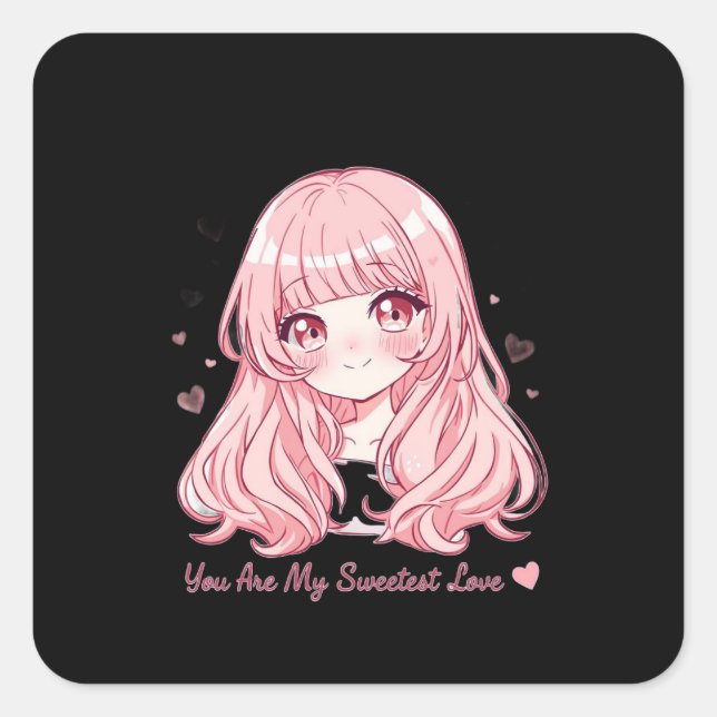 Adesivo Quadrado Cute Anime Valentine Sweatshirt (Frente)
