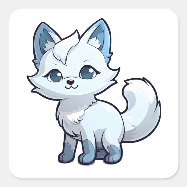 Adesivo Quadrado Cute Artic Fox Comic Animal Character (Frente)