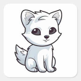 Adesivo Quadrado Cute Artic Fox Comic Caracter Fantástico