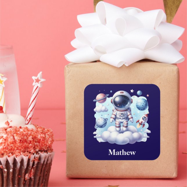 Adesivo Quadrado cute astronaut space Sticker (Festa)