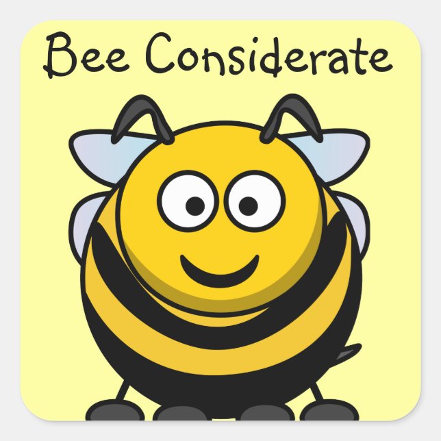 Adesivo Quadrado Cute Bee Considerado Livro Amarelo Placa (Frente)